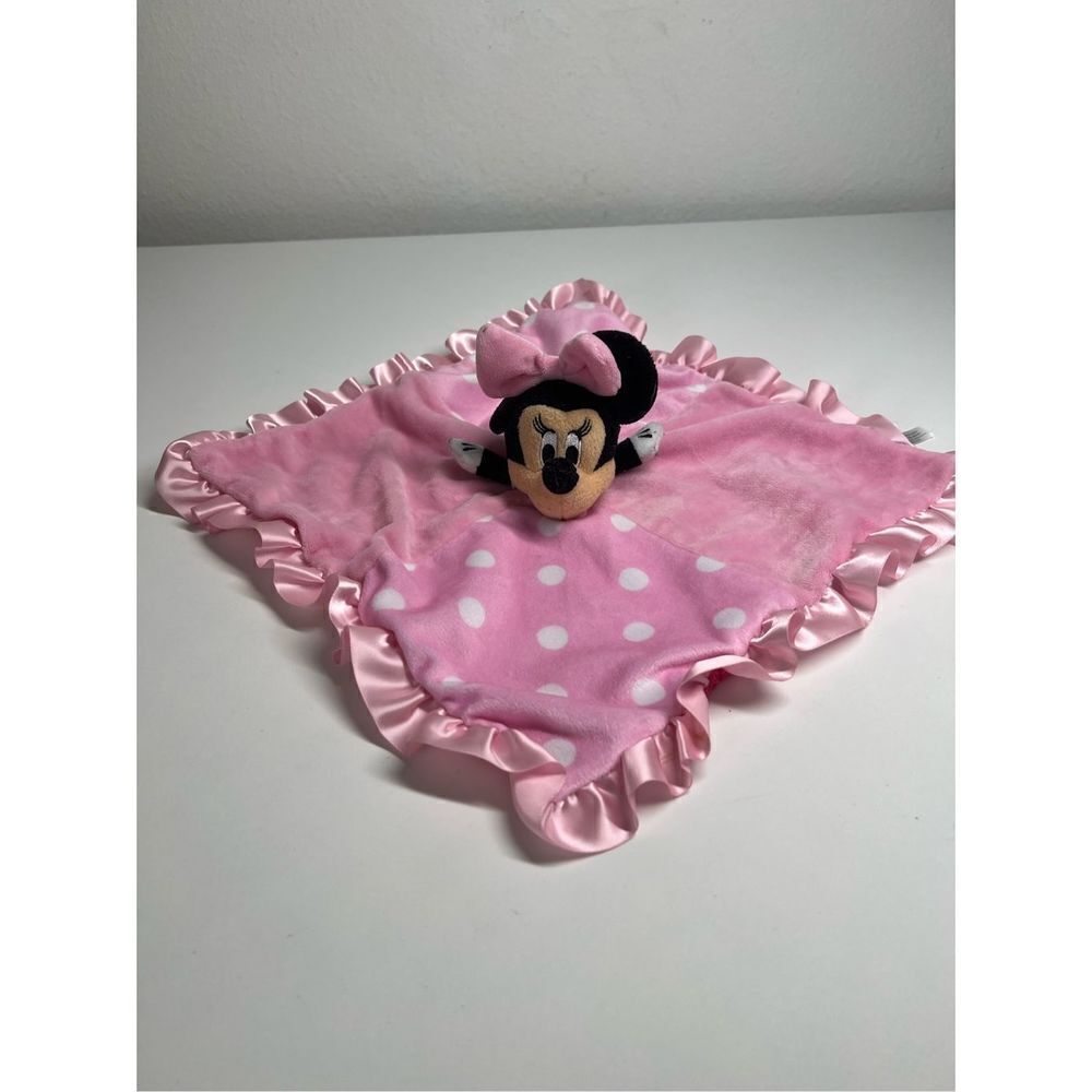 Disney Baby Minnie Mouse Lovey Lovie Security Blanket Crinkle Ears Pink Satin